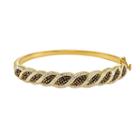 Champagne Brilliance 18k Gold Over Silver Crystal Swirl Hinged Bangle Bracelet, Women's, Size: 7.5