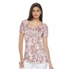 Women's Jennifer Lopez Lace-up Cold-shoulder Tee, Size: Large, Light Pink
