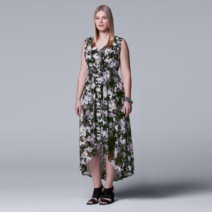 Plus Size Simply Vera Vera Wang Pleated High-low Maxi Dress, Women's, Size: 0x, Natural