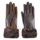 Women's Isotoner Faux Fur Cuff Tech Gloves, Size: L-xl, Brown