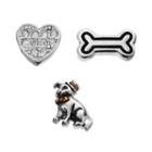 Blue La Rue Crystal Silver-plated & 14k Gold-plated Two Tone Dog, Bone & Heart Charm Set, Women's, Silver