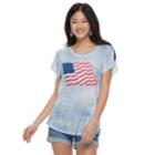 Juniors' Wavy Flag Tie-dye Tee, Size: Small, Blue