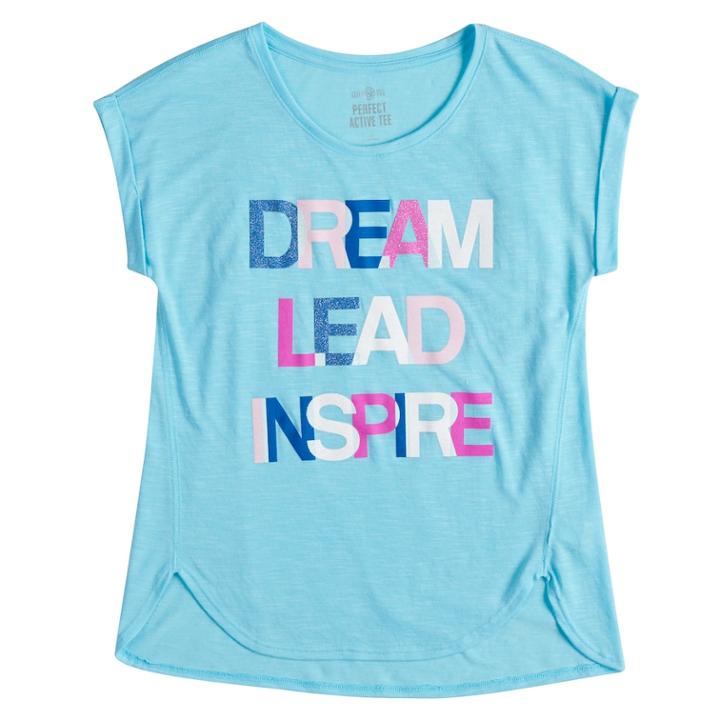 Girls 7-16 So&reg; Easy Roll Cuff Graphic Tee, Size: 12, Turquoise/blue (turq/aqua)