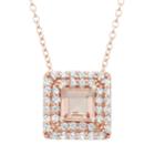 Simulated Morganite And Lab-created White Sapphire 14k Rose Gold Over Silver Square Halo Pendant Necklace, Women's, Size: 18, Pink