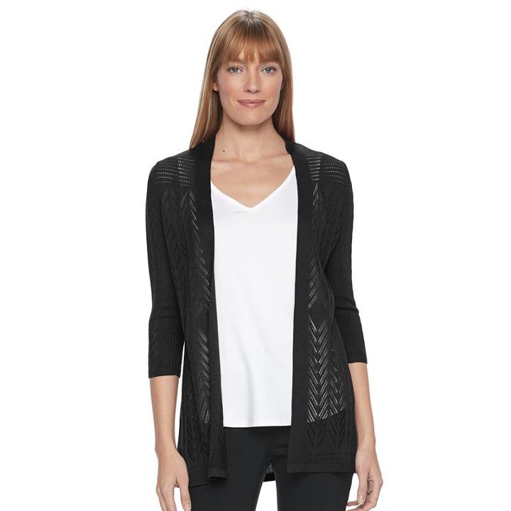 Women's Croft & Barrow&reg; Open Front Cardigan, Size: Large, Black