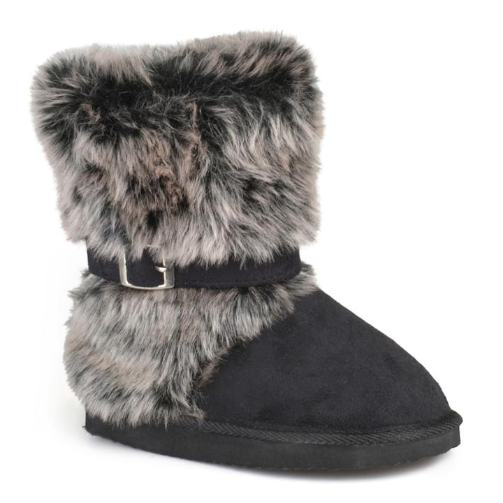 Journee Huffy Girls' Midcalf Boots, Size: 3, Black