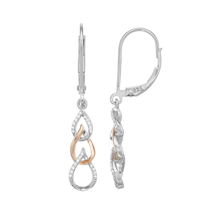 Simply Vera Vera Wang Two Tone Sterling Silver 1/10 Carat T.w. Diamond Graduated Teardrop Earrings, Women's, White
