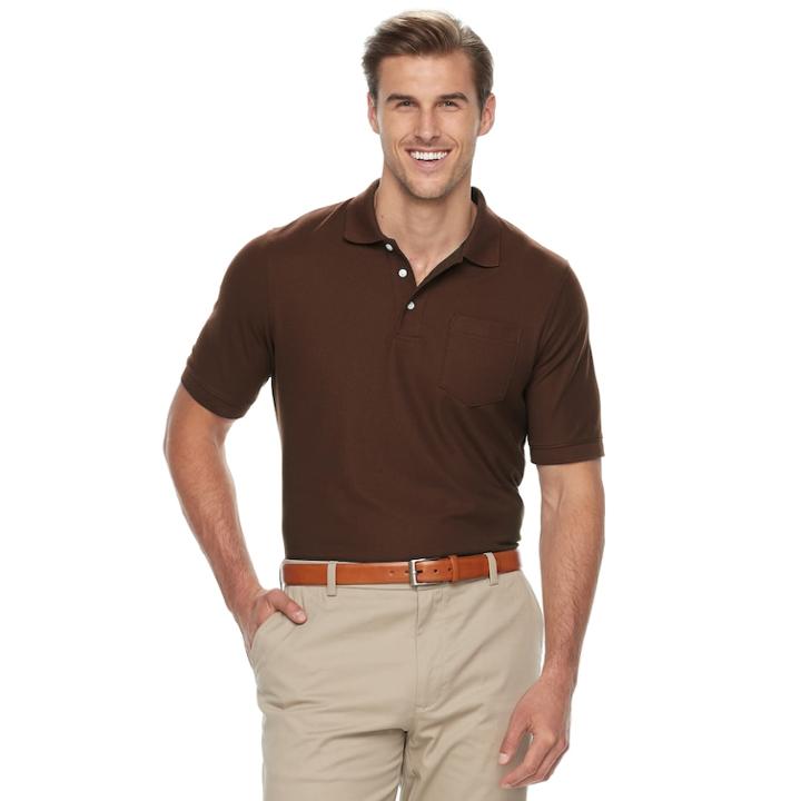 Big & Tall Croft & Barrow&reg; Classic-fit Easy-care Pique Performance Pocket Polo, Men's, Size: L Tall, Brown