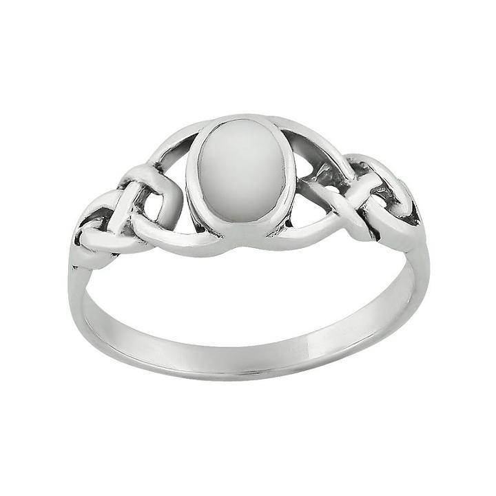 Sterling Silver Mother-of-pearl Celtic Knot Ring, Women's, Size: 7, White