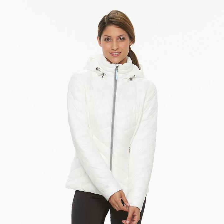 Women's Tek Gear&reg; Hooded Packable Puffer Jacket, Size: Xl, White