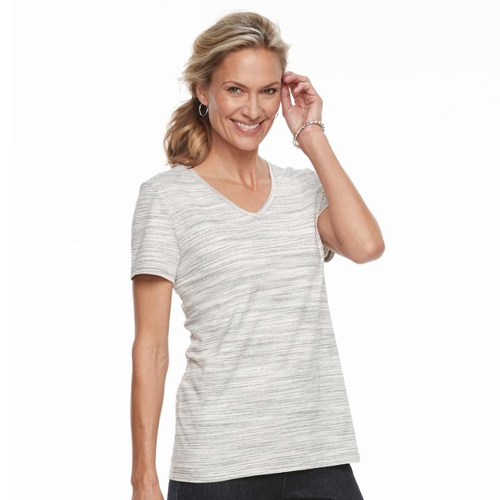 Women's Croft & Barrow&reg; Essential V-neck Tee, Size: Xs, Med Grey