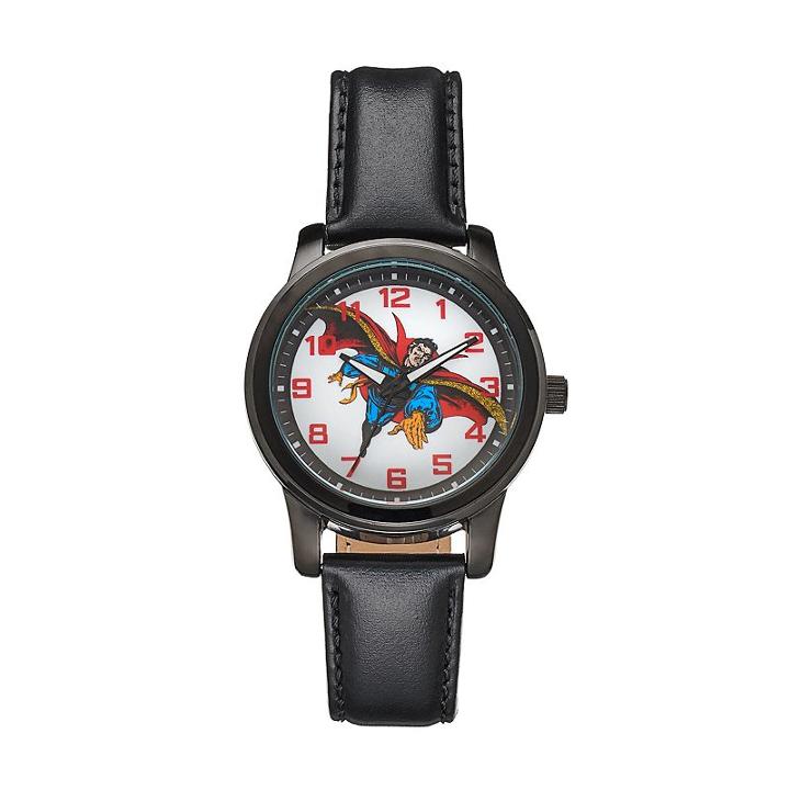 Marvel Dr. Strange Men's Leather Watch, Black