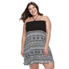 Plus Size Apt. 9&reg; Smocked Tube Cover-up, Women's, Size: 1xl, Black White Tribal