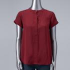 Petite Simply Vera Vera Wang Essential Popover Top, Women's, Size: Xxl Petite, Dark Red