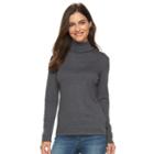 Women's Croft & Barrow&reg; Turtleneck Top, Size: Large, Dark Grey