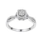 Two Hearts Forever One 1/5 Carat T.w. Diamond Sterling Silver Halo Ring, Women's, Size: 7, White