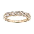 1/5 Carat T.w. Diamond 10k Gold Twist Ring, Women's, Size: 8, White