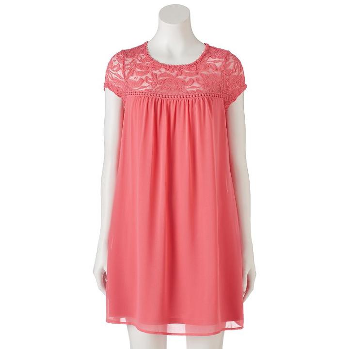 Juniors' Lily Rose Lace Yoke Swing Dress, Girl's, Size: Small, Drk Orange
