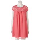 Juniors' Lily Rose Lace Yoke Swing Dress, Girl's, Size: Small, Drk Orange
