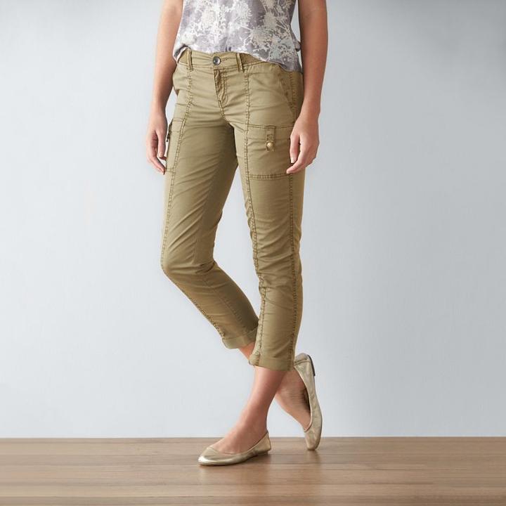 Women's Sonoma Goods For Life&trade; Comfort Waist Capris, Size: 16, Beig/green (beig/khaki)