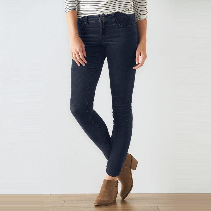 Women's Sonoma Goods For Life&trade; Corduroy Skinny Pants, Size: 16 Short, Blue (navy)