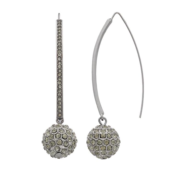 Simply Vera Vera Wang Simulated Crystal Fireball Threader Earrings, Women's, Black