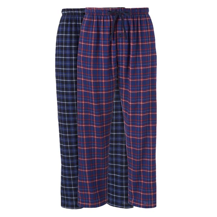 Big & Tall Hanes 2-pk. Plaid Flannel Lounge Pants, Men's, Size: Xxl, Blue (navy)