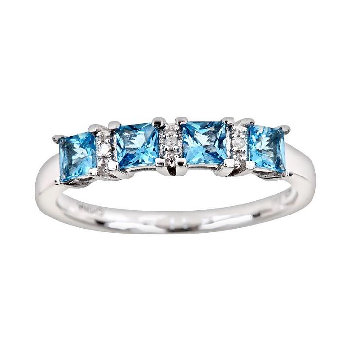 Sterling Silver Blue Topaz And Diamond Accent Ring, Women's, Size: 5