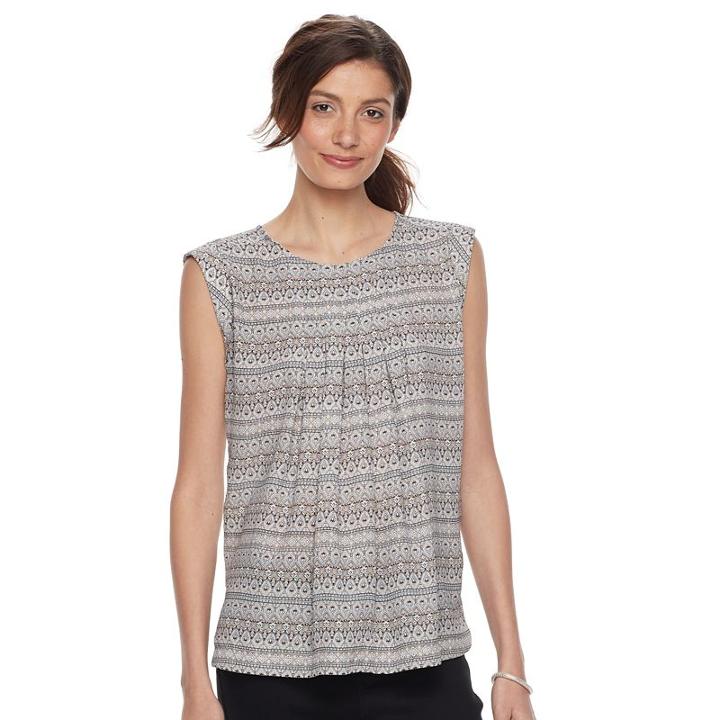 Women's Dana Buchman Pleated Top, Size: Xs, Med Beige