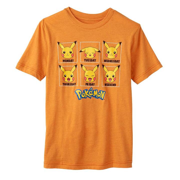 Boys 8-20 Pokemon Pikachu Tee, Boy's, Size: Medium, Orange