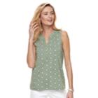 Women's Croft & Barrow&reg; Sleeveless Henley Top, Size: Large, Med Green