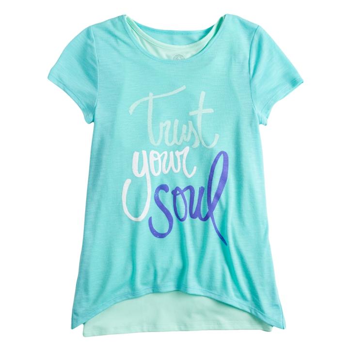 Girls 7-16 So&reg; Double-layered Tulip Hem Tee, Size: 7-8, Light Blue