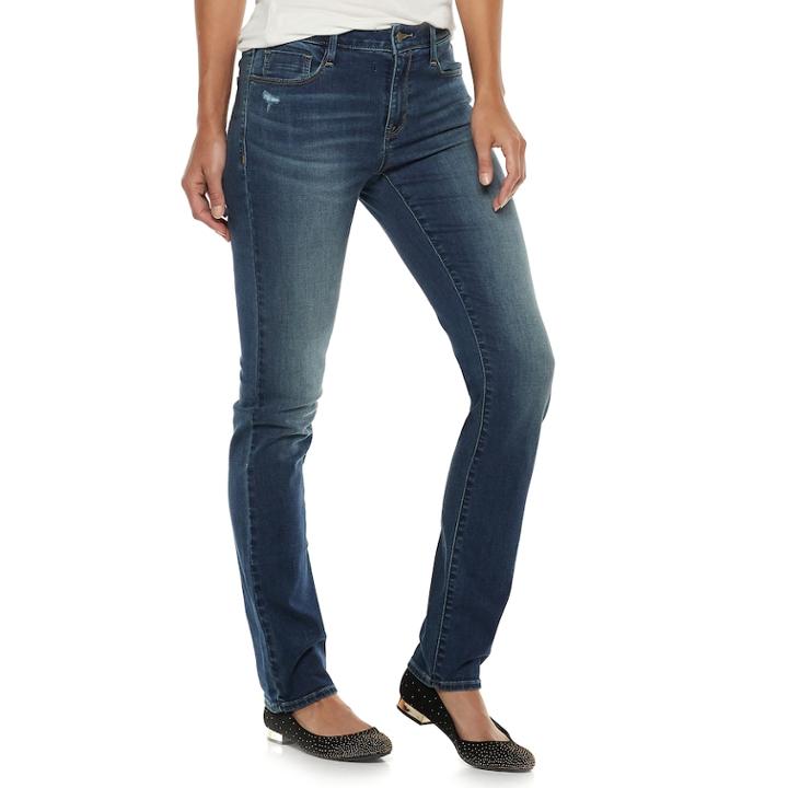 Women's Apt. 9&reg; High Waist Straight-leg Jeans, Size: 16, Med Blue