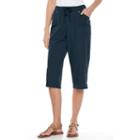 Women's Croft & Barrow&reg; Embellished Chambray Sheeting Capris, Size: Large, Blue (navy)