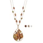 Teardrop Pendant Necklace & Stud Earring Set, Women's, Multicolor
