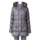 Juniors' Urban Republic Hooded Faux-fur Puffer Jacket, Girl's, Size: Large, Silver