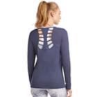 Women's Jockey Sport Framework Cutout Back Tee, Size: Small, Med Blue