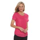 Women's Croft & Barrow&reg; Lace-front Tee, Size: Xl, Med Pink