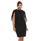 Plus Size Chaya Sheer Cape Sheath Dress, Women's, Size: 14 W, Black