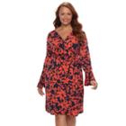 Plus Size Suite 7 Floral Ikat Faux-wrap Dress, Women's, Size: 18 W, Blue Other