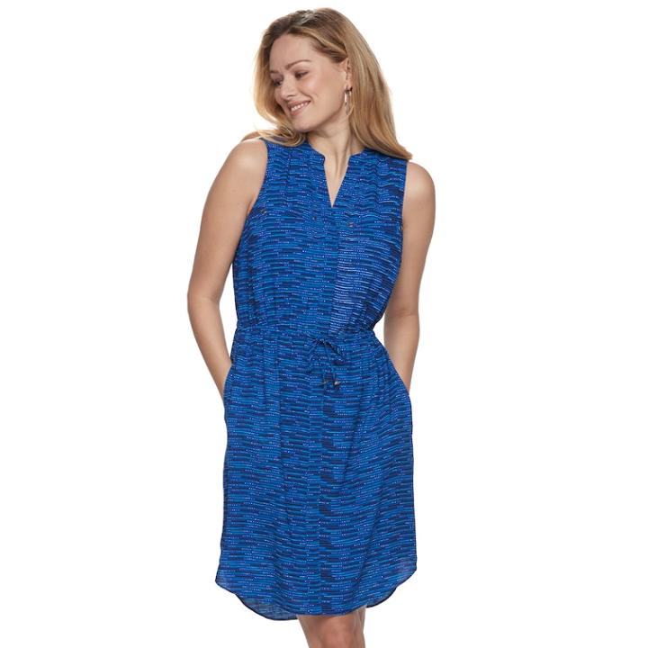 Women's Apt. 9&reg; Drawstring Shirtdress, Size: Medium, Blue