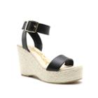 Qupid Deb Women's Espadrille Wedge Sandals, Girl's, Size: 8, Black