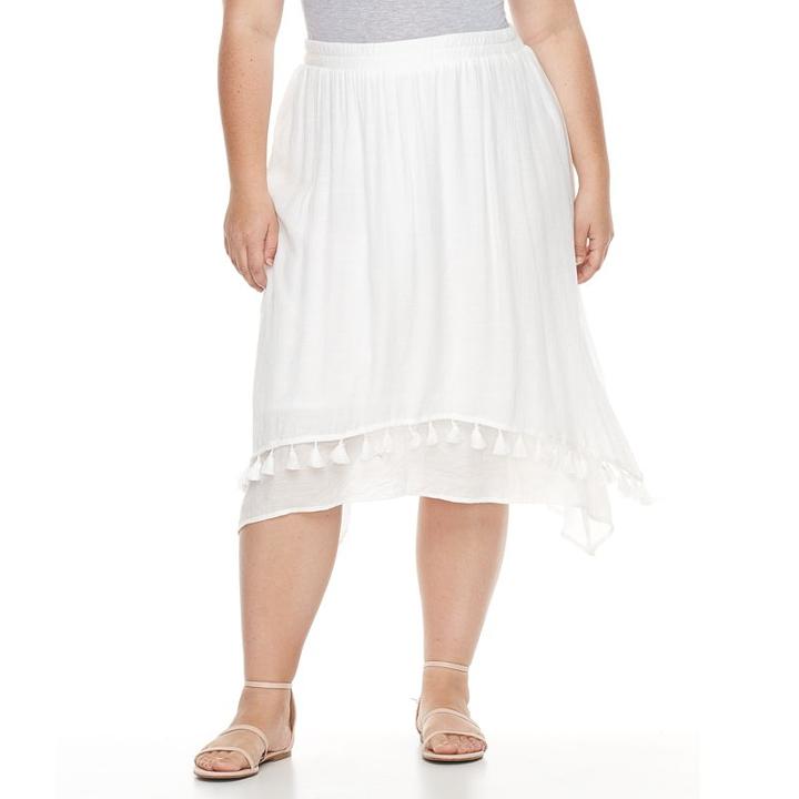 Plus Size Ab Studio Crinkle Skirt, Women's, Size: 0x, White