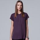 Petite Simply Vera Vera Wang Essential Popover Top, Women's, Size: Xl Petite, Med Purple