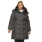 Plus Size Towne By London Fog Hooded Down Puffer Jacket, Women's, Size: 3xl, Dark Grey