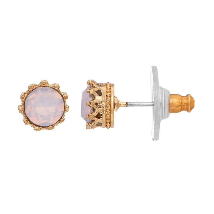 Lc Lauren Conrad Pink Crown Nickel Free Round Stud Earrings, Women's