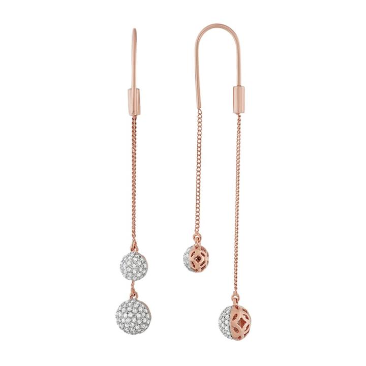 14k Rose Gold Over Silver 3/4 Carat T.w. Diamond Front Back Threader Earrings, Women's, White