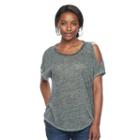 Women's Juicy Couture Marled Cold-shoulder Tee, Size: Xs, Med Green