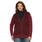 Plus Size Croft & Barrow&reg; Button Front Long Sleeve Cardigan, Women's, Size: 1xl, Dark Red