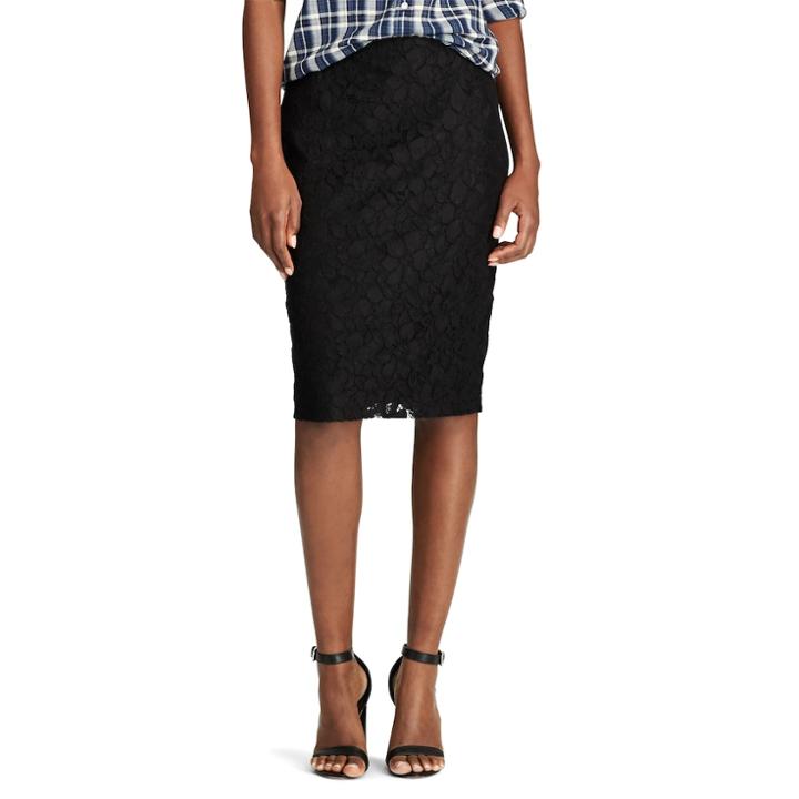 Women's Chaps Lace Pencil Skirt, Size: 2, Black